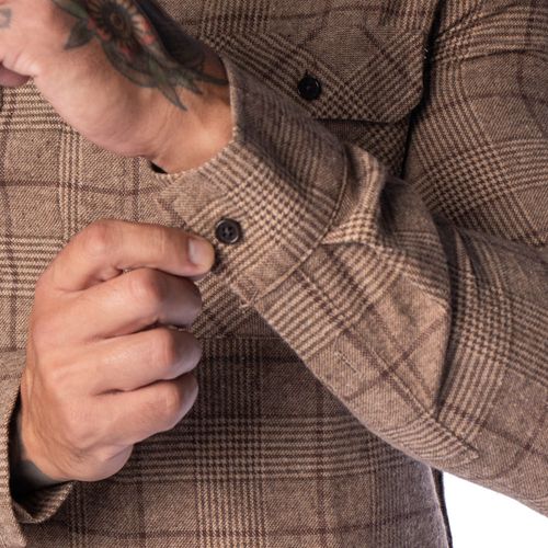 Camisa Masculina Dixie Flanela Xadrez Caimento Ajustado Marrom