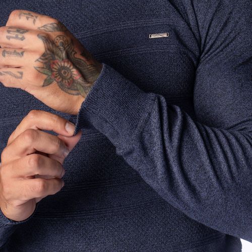 Suéter Masculino Dixie Tricot Texturizado Azul Escuro