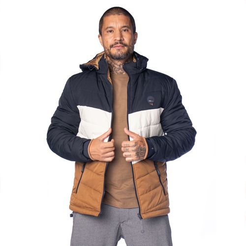 Jaqueta Masculina Gangster Puffer Reversível Marinho/Caramelo