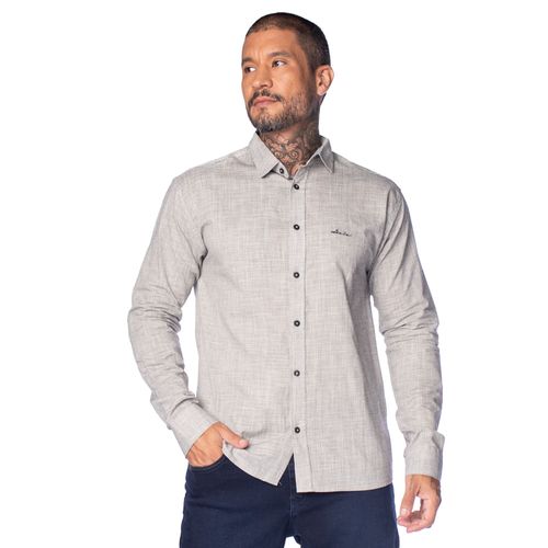 Camisa Masculino Dixie Tecido Leve Punho Chanfrado Cinza