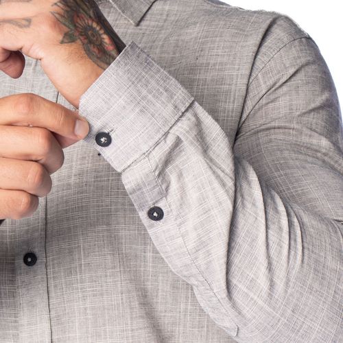 Camisa Masculino Dixie Tecido Leve Punho Chanfrado Cinza
