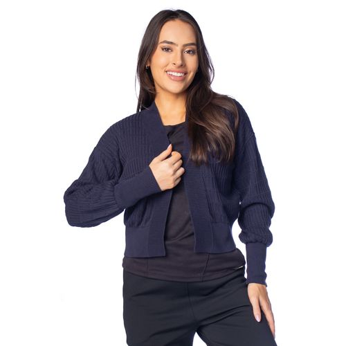 Casaco Feminino Biamar Malha Retilínea Azul Escuro