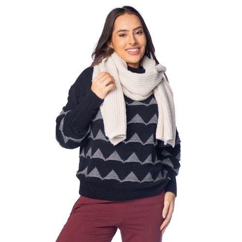 Cachecol Feminino Biamar Tricot Pluma Bege Claro