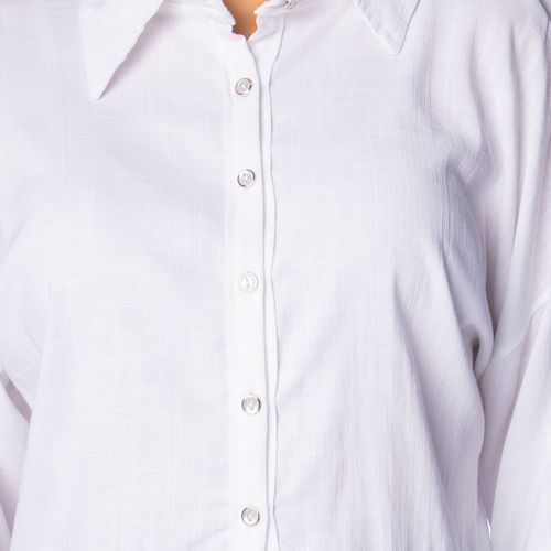 Camisa Camisete Feminina Giraffe Curta Botões Branco