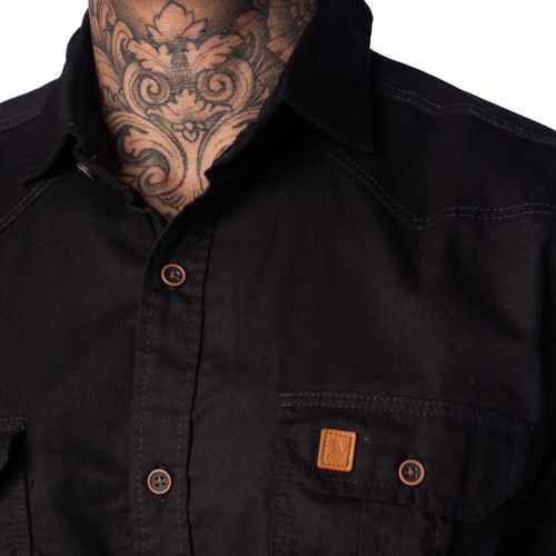 Camisa Masculina Amil Slim Scorpion Detalhe Marrom Preto