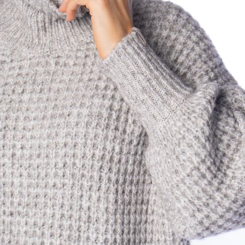 Blusa Feminina Biamar Tricot Gola Alta Cinza Claro