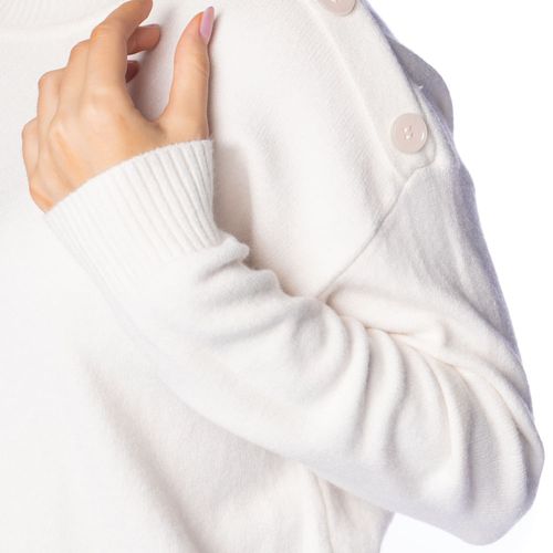 Blusa Feminina Mochine Tricot Botão Ombro Off White