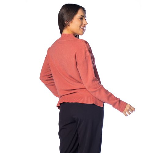 Blusa Feminina Mochine Tricot Botão Ombro Telha