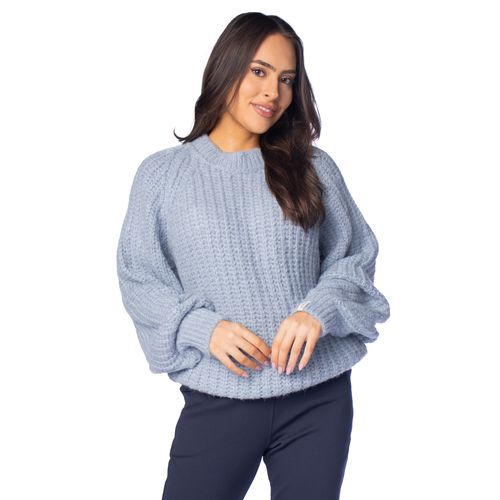 Blusa Feminina Biamar Tricot Tranças Azul Claro