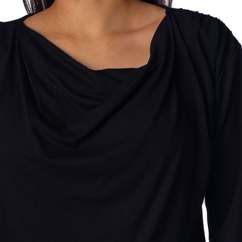 Blusa Cropped Feminina Giraffe Decote Drapeado Preto