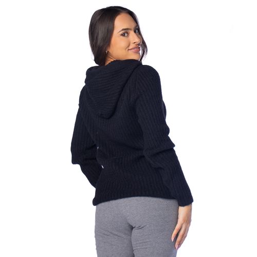 Blusa Feminina Biamar Tricot Capuz Preto