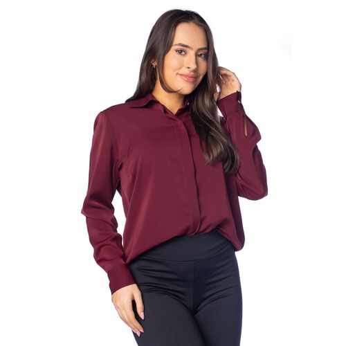 Camisa Feminina Milani Lisa Botões Bordô