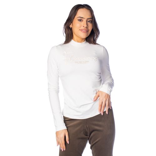 Blusa Feminina Rovitex Manga Longa Flowers Off White