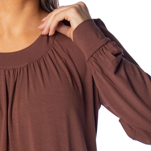 Blusa Cropped Feminina Giraffe Plissada Marrom