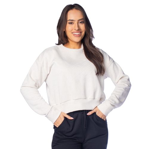 Moletom Feminino Mormaii Cropped Gola Careca Branco Mesclado