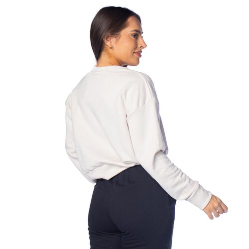 Moletom Feminino Mormaii Cropped Gola Careca Branco Mesclado