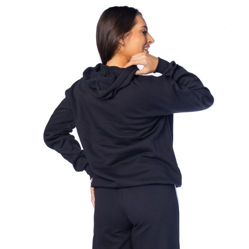Blusão Moletom Feminino Feliny Capuz Bordado Enjoy Preto