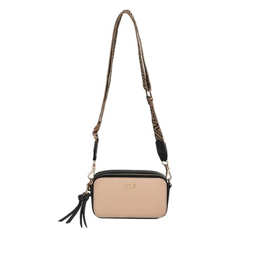 Bolsa Feminina Via Marte Transversal Pequena Bege/Preto