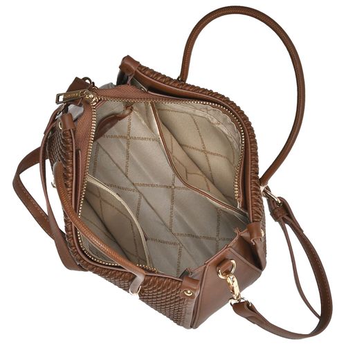 Bolsa Feminina Via Marte Tote Pequena Napa Matelassê Marrom