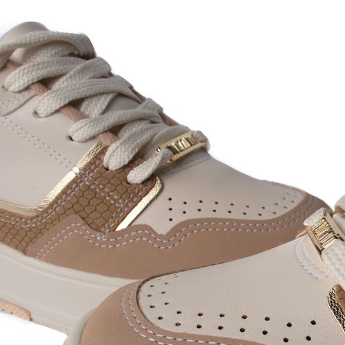 Tênis Feminino Vizzano Recortes Texturizado Bege/Dourado
