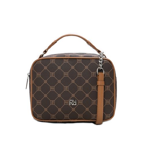 Bolsa Feminina Rafitthy Transversal Média Monograma Marrom