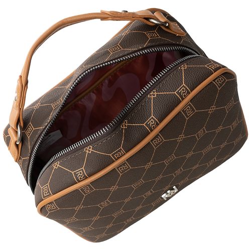 Bolsa Feminina Rafitthy Transversal Média Monograma Marrom