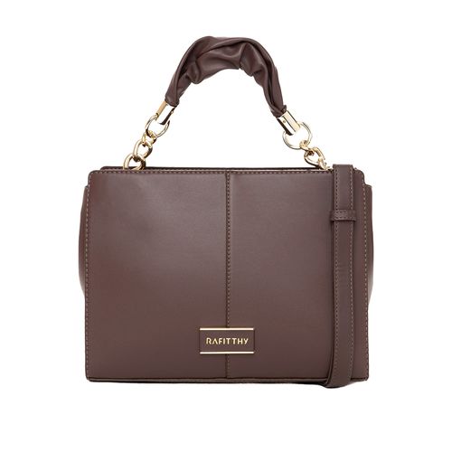 Bolsa Feminina Rafitthy Tote Média Textura Lisa Marrom