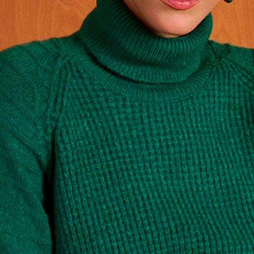 Blusa Feminina Biamar Tricot Gola Alta Verde