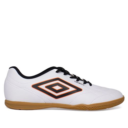Chuteira Umbro Futsal Class Footballer Branco/Preto/Laranja