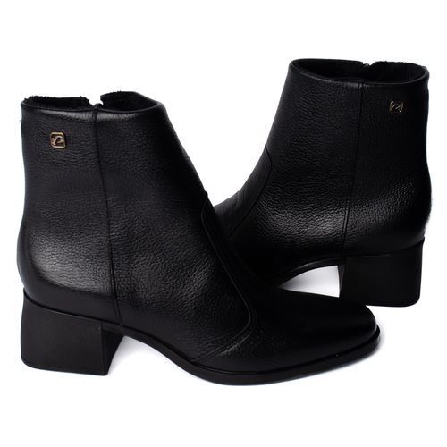 Bota Feminina Pegada Burnished Cano Curto Couro Preto