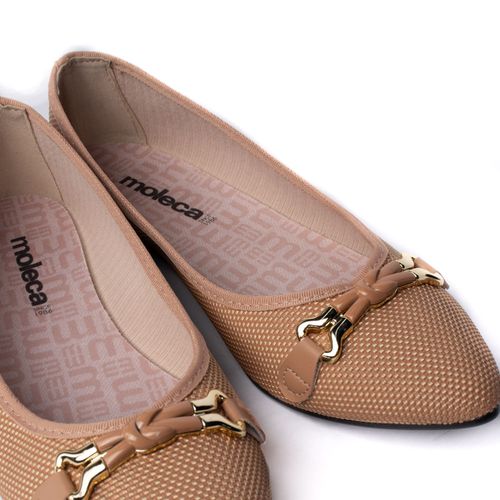 Sapatilha Feminina Moleca Bico Fino Napa Nude