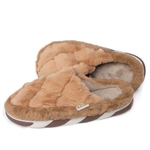 Pantufa Feminina Yndiara Peluciada Marrom