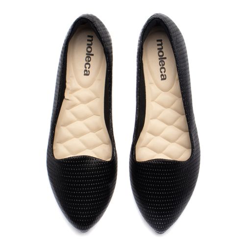 Sapatilha Feminina Moleca Napa Texturizada Preto