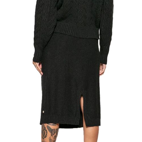 Saia Midi Feminina Biamar Tricot Trançado Preto