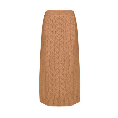 Saia Midi Feminina Biamar Tricot Trançado Caramelo