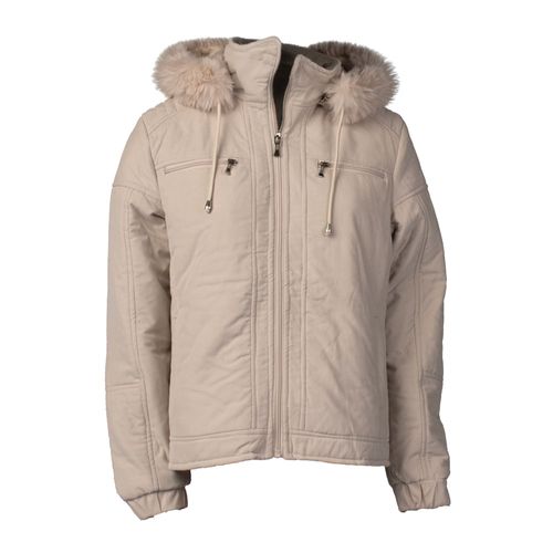 Jaqueta Feminina Blue Rose Capuz Peluciado Creme