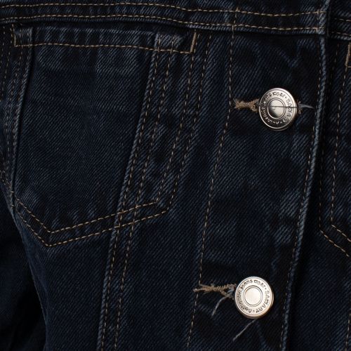 Jaqueta Jeans Feminina Sawary Curta Bolsos Azul Escuro