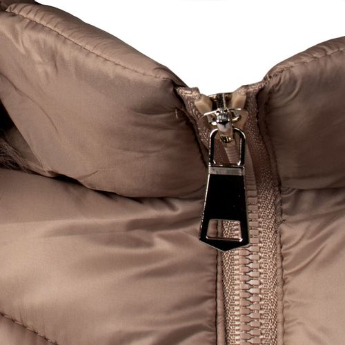 Jaqueta Puffer Feminina Facinelli Capuz Removível Bege