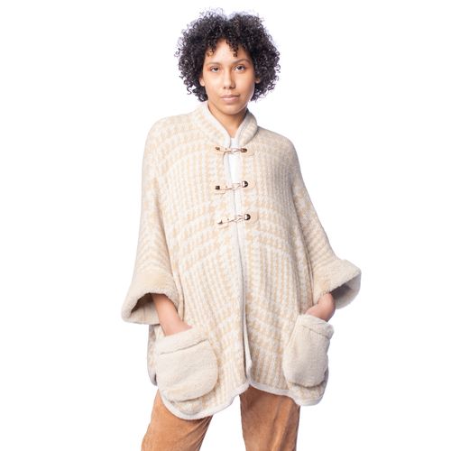 Capa Feminina Biamar Tricot Pelo/Fivelas Bege/Off White