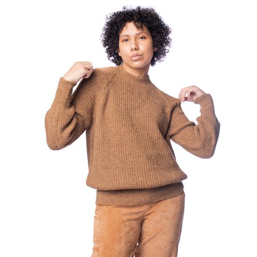 Blusa Feminina Biamar Tricot Punho Canelado Marrom