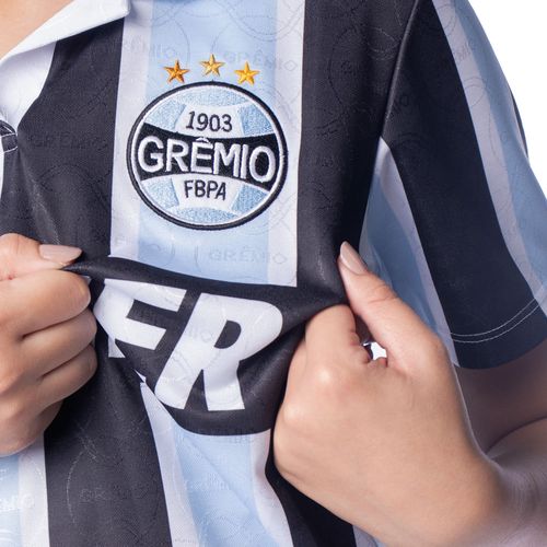 Camisa Feminina Betel Gremio Retrô Azul/Branco/Preto