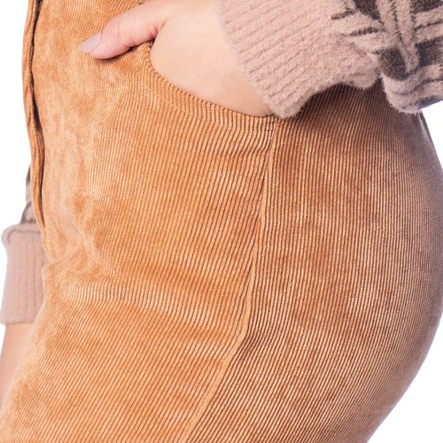 Calça Feminina Biamar Reta Veludo Cotelê Bege Escuro