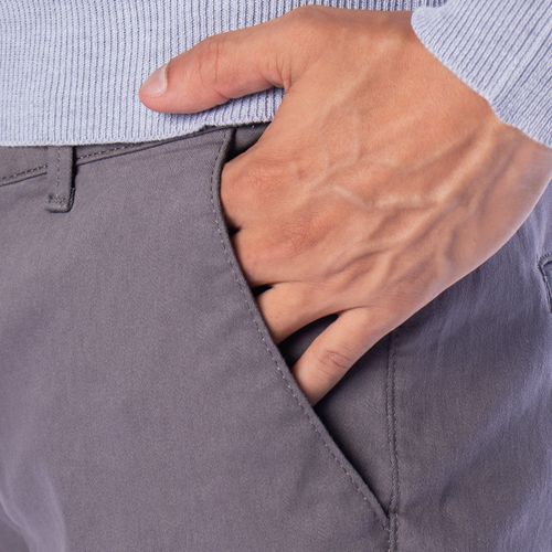 Calça Masculina HMO Sarja Ajustada Cintura Média Chumbo