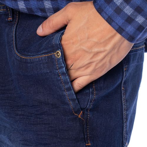 Calça Jeans Masculina Karma&Co Skinny Puídos Azul Escuro