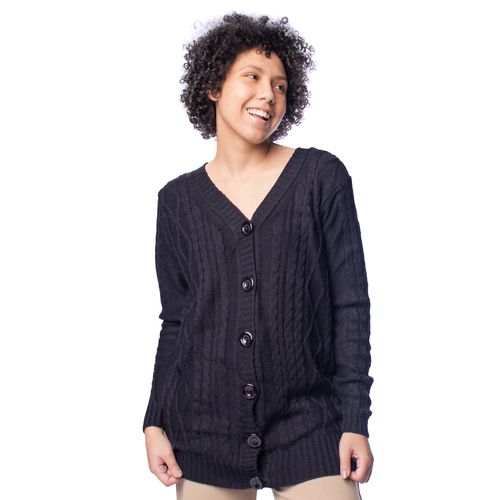 Casaco Feminino Oliveira Malhas Tricot Botões Preto