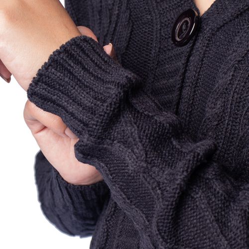 Casaco Feminino Oliveira Malhas Tricot Botões Preto