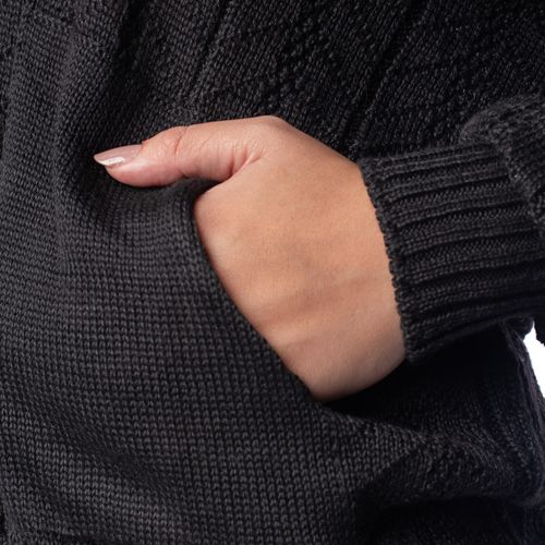 Casaco Feminino Oliveira Malhas Tricot Botões Preto