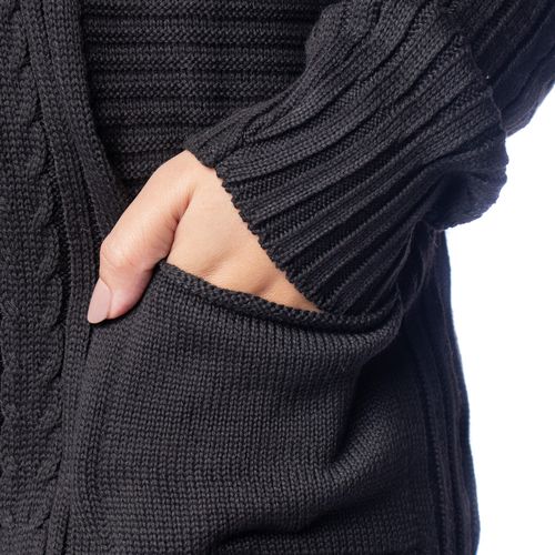 Casaco Feminino Oliveira Malhas Tricot Botões Preto