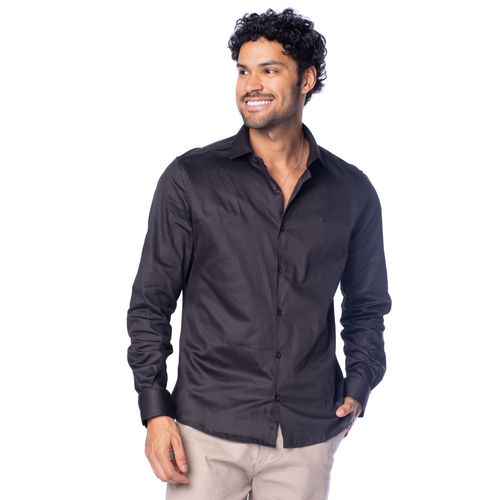 Camisa Masculina Pitt Manga Longa Preto