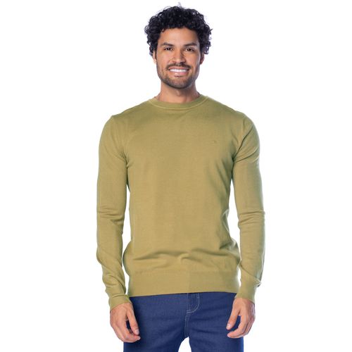 Suéter Masculino Dixie Liso Gola Careca Verde Musgo